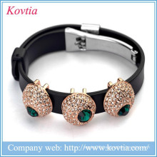 Cheapest fashion silicone bracelet gold emerald bangle black silicone wristband bracelet